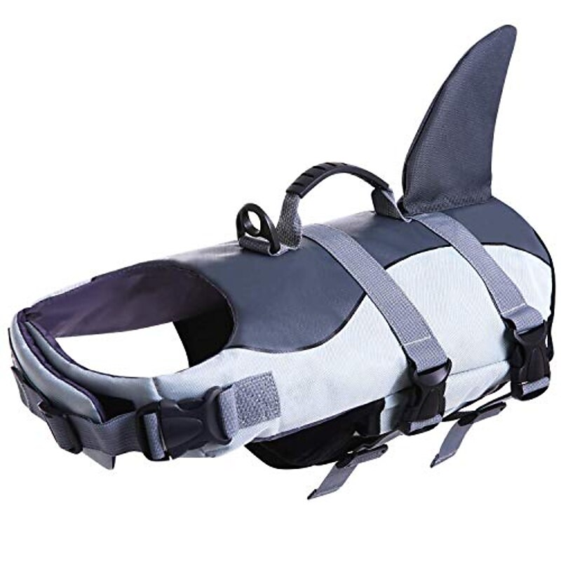Dog Life Jacket Ripstop Pet Floatation Vest Saver Swimsuit Preserver For Water Safety At The Pool, Beach, Boating Grey3