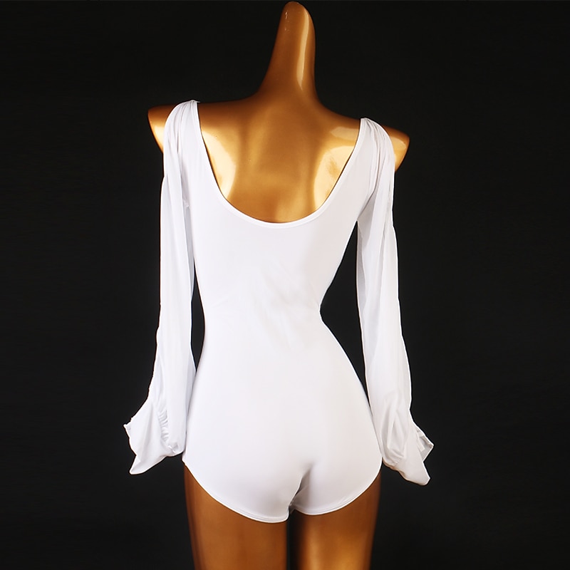 Ballroom Dance Leotard / Onesie Split Joint Women's Training Long Sleeve High Spandex3