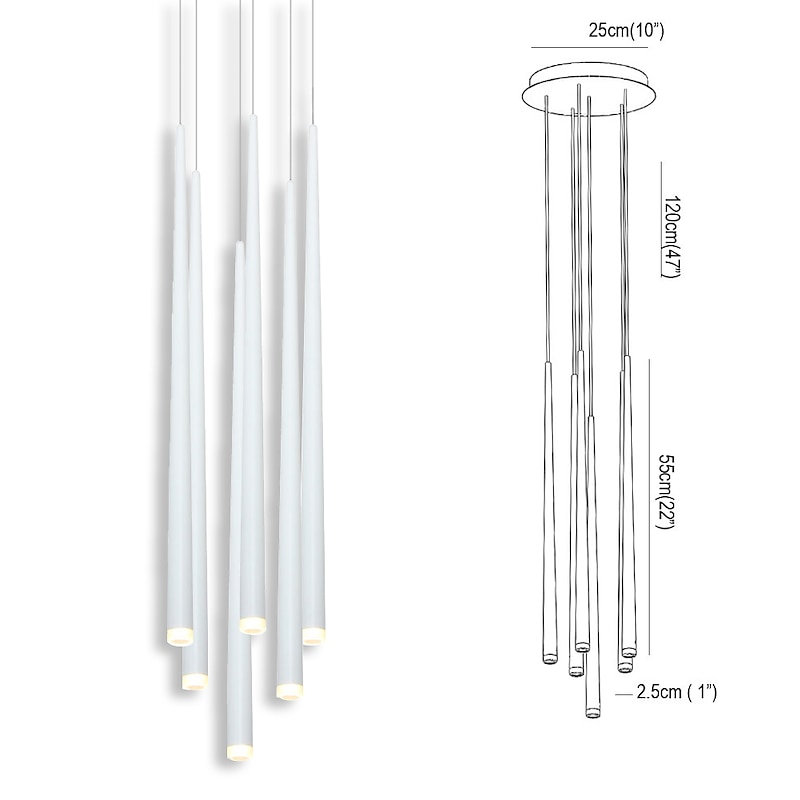 6-Light LED Pendant Light Cone Tube Nordic Style Black/White Bar Mini Design Hanging Lamp Kitchen Island Light Bar Table  Dining Room Living Room Adjustable Lamps2