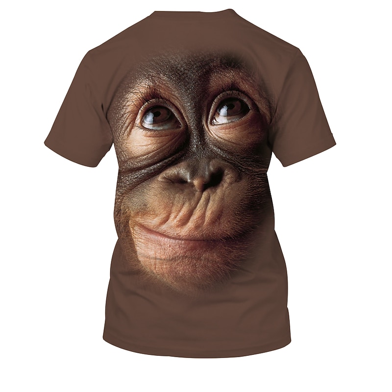 Men's Graphic Animal Orangutan Shirt T Shirt Tee Short Sleeve T shirt 3D Print Round Neck Shirt Chic & Modern Funny Comfortable Party Street Daily Black Pink Brown Summer Clothing Apparel S M L XL2