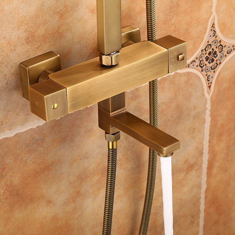 Shower Faucet,Shower Set Set Handshower Included Pullout Rainfall Shower/Traditional Brass Wall Mounted Ceramic Valve Bath Shower Mixer Taps4
