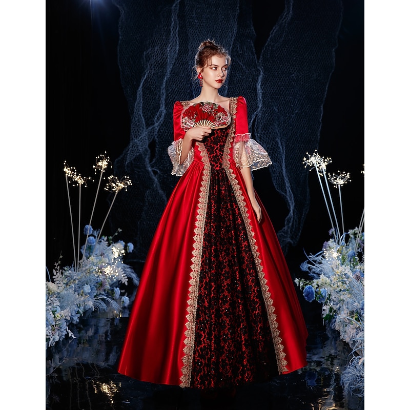 Gothic Rococo Vintage Inspired Dress Party Costume Masquerade Princess Shakespeare Solid Color Ball Gown Fancy Dress Women's Royal Christmas Carnival Masquerade Party Masquerade Wedding Party Adults'2