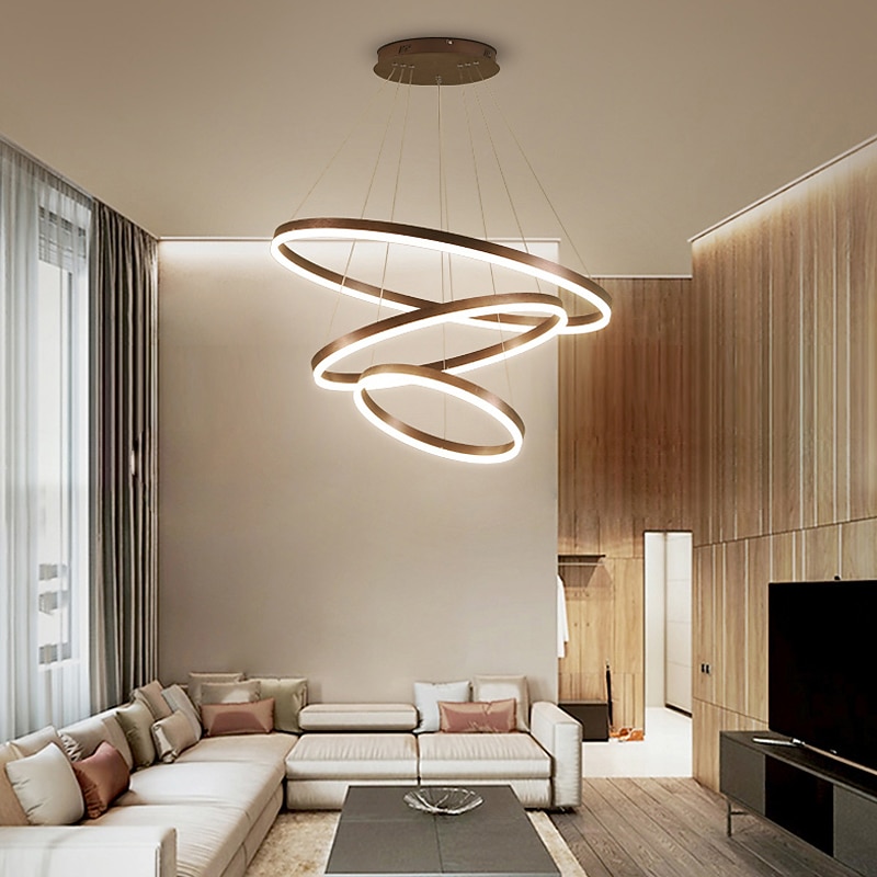 LED Pendant Light 3-Light 80cm/60cm/40cm Ring Circle Design 113W Aluminum Painted Finishes Modern Downlight Smart Wifi Control Dimmable with Remote Control3