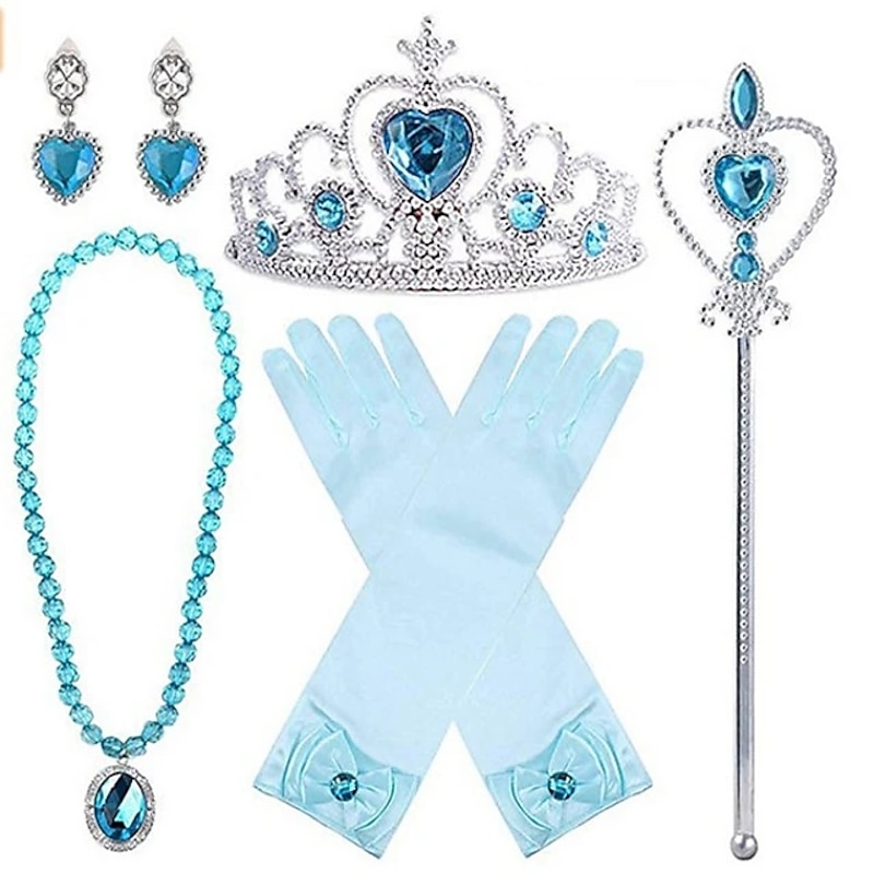 Princess Elsa Gloves Necklace Outfits Movie Cosplay for Girls' Kid's Children's Day Masquerade