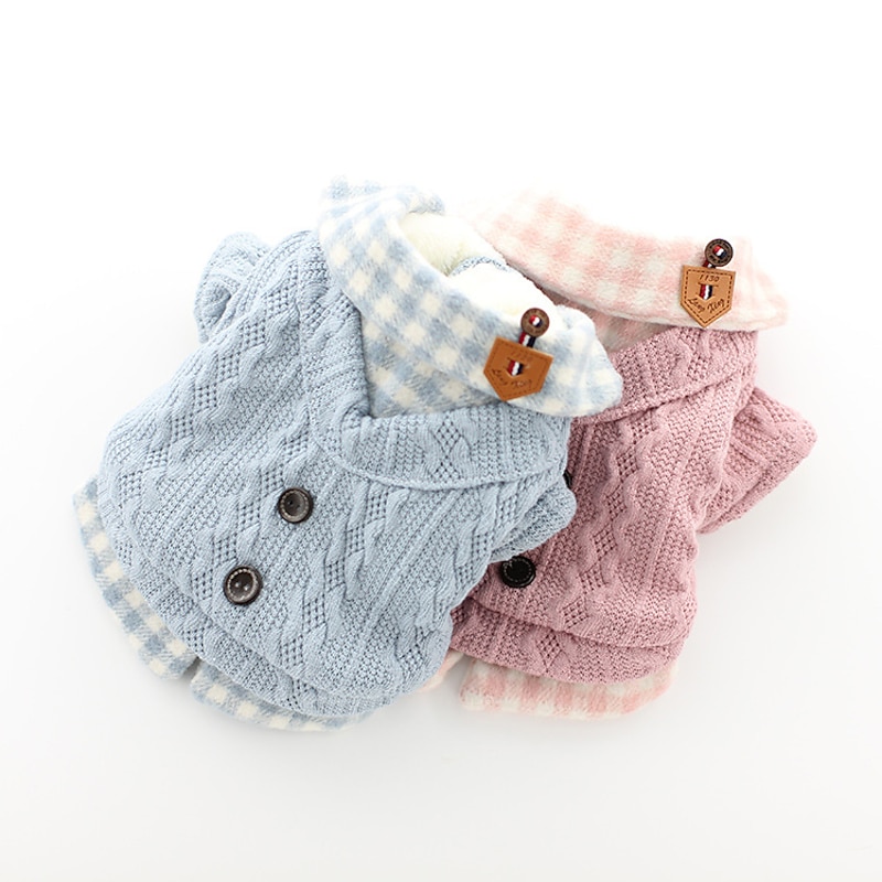Dog Coat Sweater Plaid / Check Casual / Daily Cute Casual / Daily Winter Dog Clothes Puppy Clothes Dog Outfits Warm Blue Pink Costume  Dog Polyster3