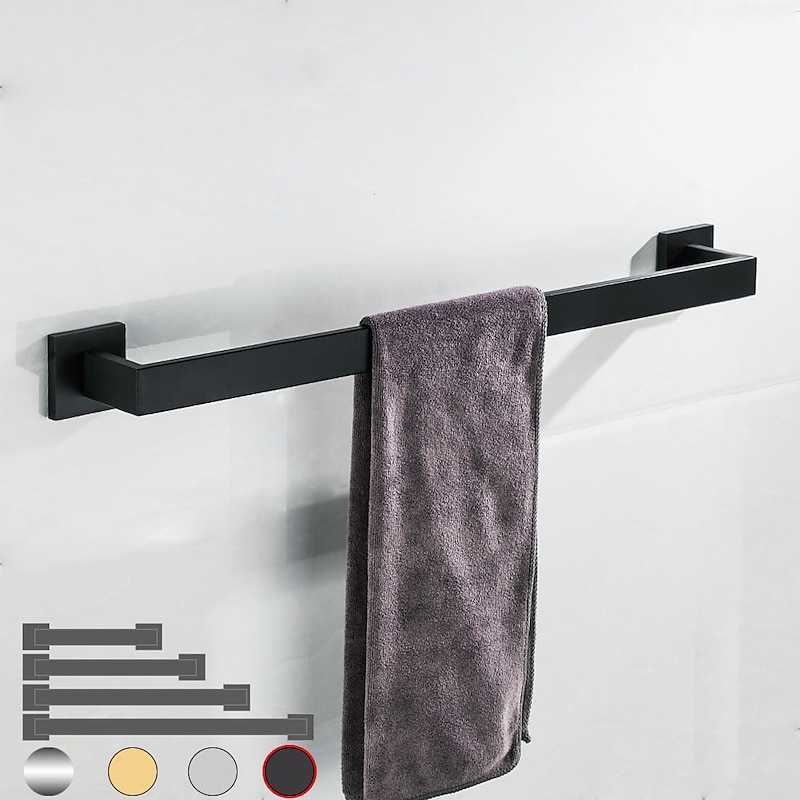 Towel Bar Stainless Steel Bathroom Shelf Electroplated Towel Rail Bathroom Single Rod Wall Mounted 1PC Chrome and Painted Finish3