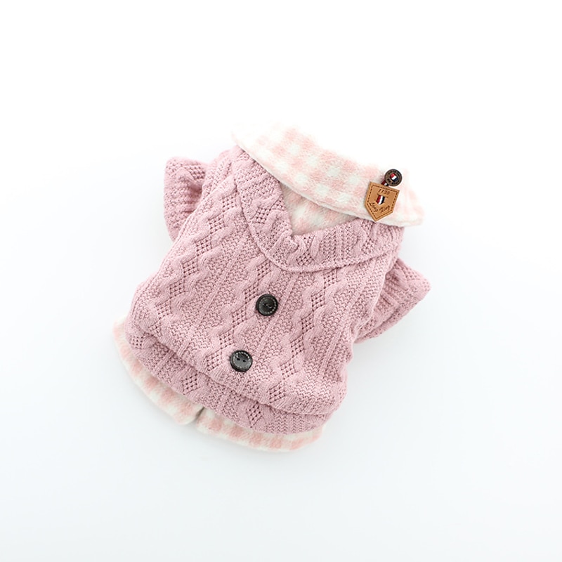 Dog Coat Sweater Plaid / Check Casual / Daily Cute Casual / Daily Winter Dog Clothes Puppy Clothes Dog Outfits Warm Blue Pink Costume  Dog Polyster4