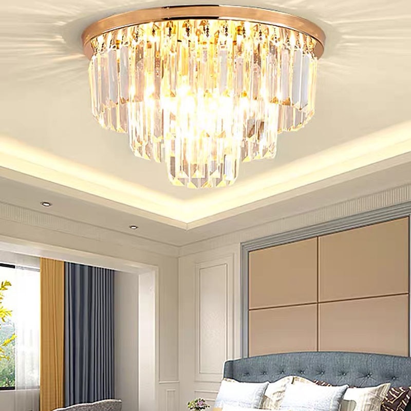 40 cm Flush Mount Ceiling Light Chandelier Luxury Gold Crystal Metal Modern 110-120V 220-240V