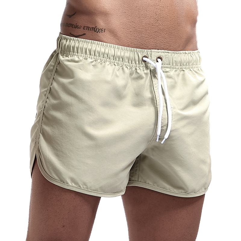 Men's Swim Trunks Swim Shorts Board Shorts Drawstring Solid Colored Quick Dry Lightweight Running Swimming Pool Classic Casual / Sporty Black White3