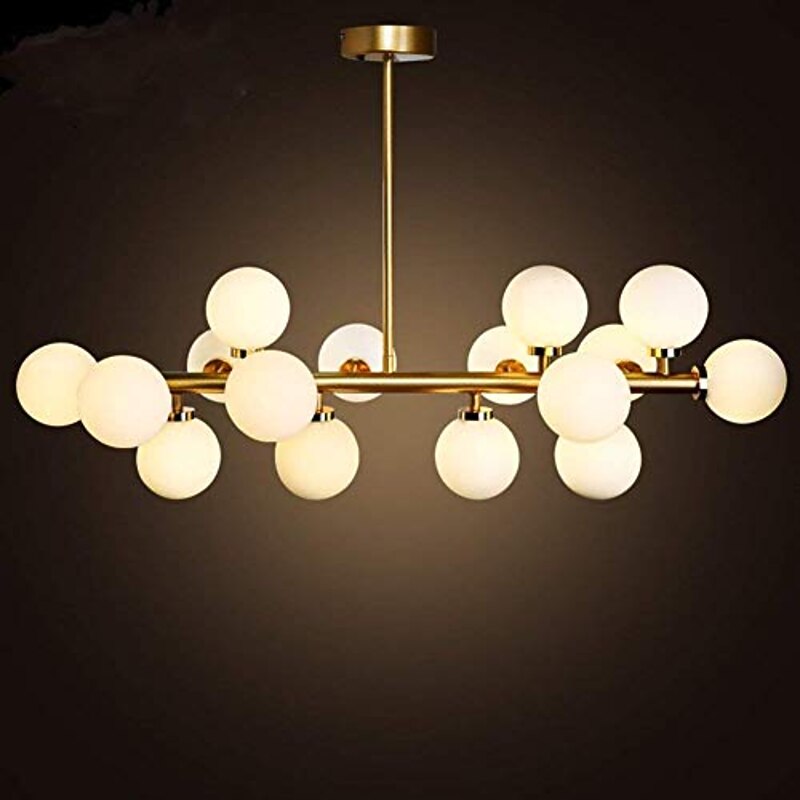 16 Bulbs 90cm(35.4") LED Gold Pendant Light Metal Glass Sputnik Electroplated 3.9" Lampshades Molecular Nordic Chandelier for Home Bedroom Kitchen2