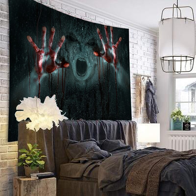 Halloween Decorations Monster Holiday Wall Tapestry Art Decor Blanket Curtain Picnic Tablecloth Hanging Home Bedroom Living Room Dorm Decoration Psychedelic Bloody Hand Zombie Haunted Scary2