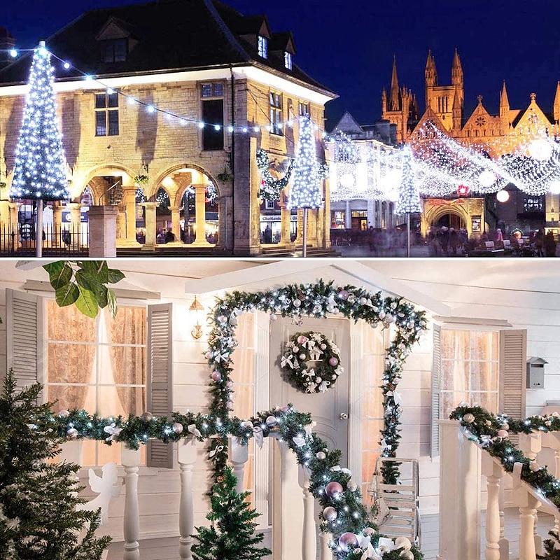 Outdoor Solar String Lights 100M 800LED 50M 500LED Upgraded Fairy Christmas String Lights Ambiance Lighting for Outdoor Patio Lawn Remote Control Memory Function IP65 Waterproof Garden Light2