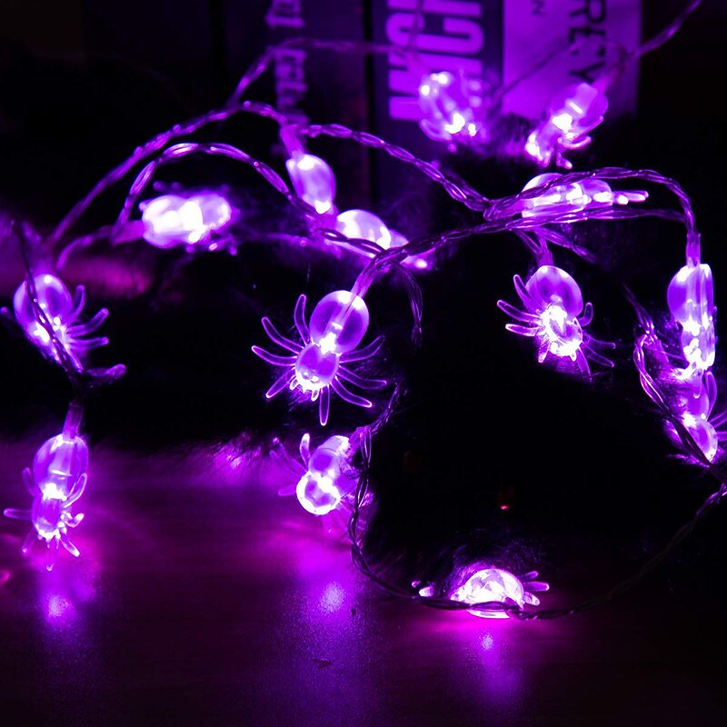 Halloween Lights Spider String Lights 10 LED Purple Spiders 1.5m 4.9ft LED Toys Halloween Ghost Festival Horror Decoration Supplies for Party Costumes4