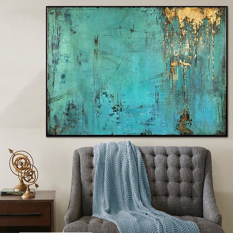 Oil Painting 100% Handmade Hand Painted Wall Art On Canvas Green Stone Modern Abstract Home Decoration Decor Rolled Canvas No Frame Unstretched