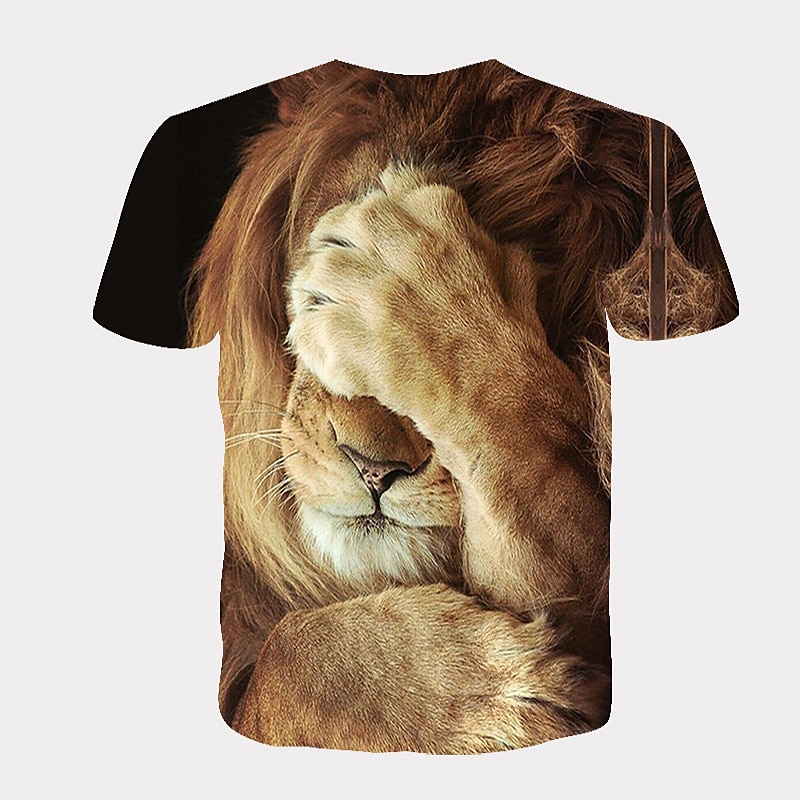 Men's Graphic Animal Lion Paw Shirt T Shirt Tee Short Sleeve T shirt 3D Print Round Neck Shirt Streetwear Exaggerated Cool Daily Holiday White Yellow Orange Clothing Apparel S M L XL XXL 3XL 4XL3