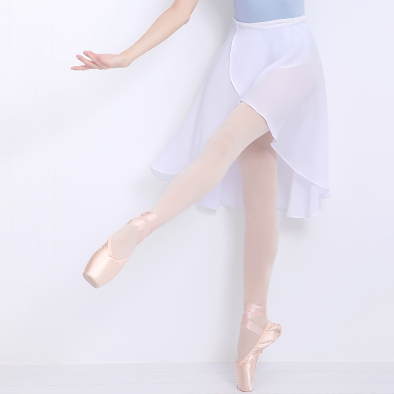 Breathable Ballet Skirts Metallic Buckle Ruching Solid Women's Training Performance High Polyester4