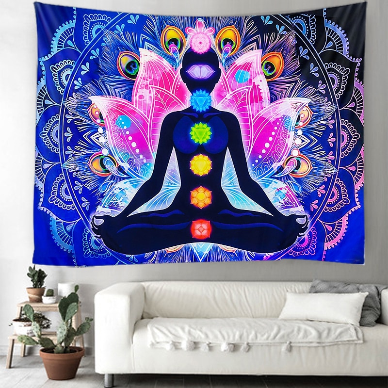 seven chakra tapestry yoga meditation wall tapestry colorful mandala tapestry indian hippie chakra tapestry wall hanging for studio room2