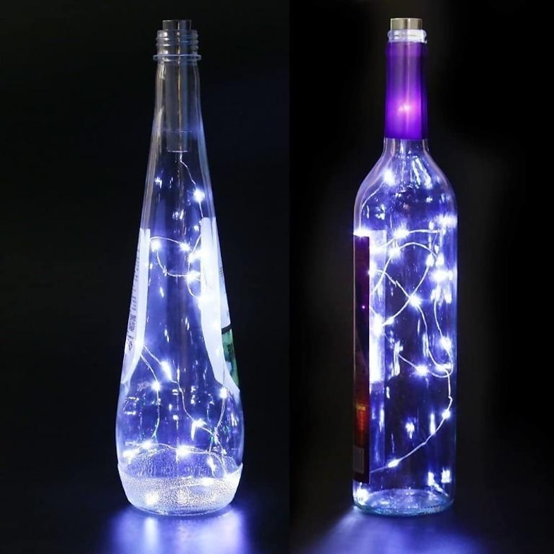 Elegant Wedding Reception Party LED Wine Bottle Cork String Light 4pcs 1pc 2m 20LED Electroplating Starry Wire String Lights for Bottle DIY Table Decoration Christmas Wedding Party