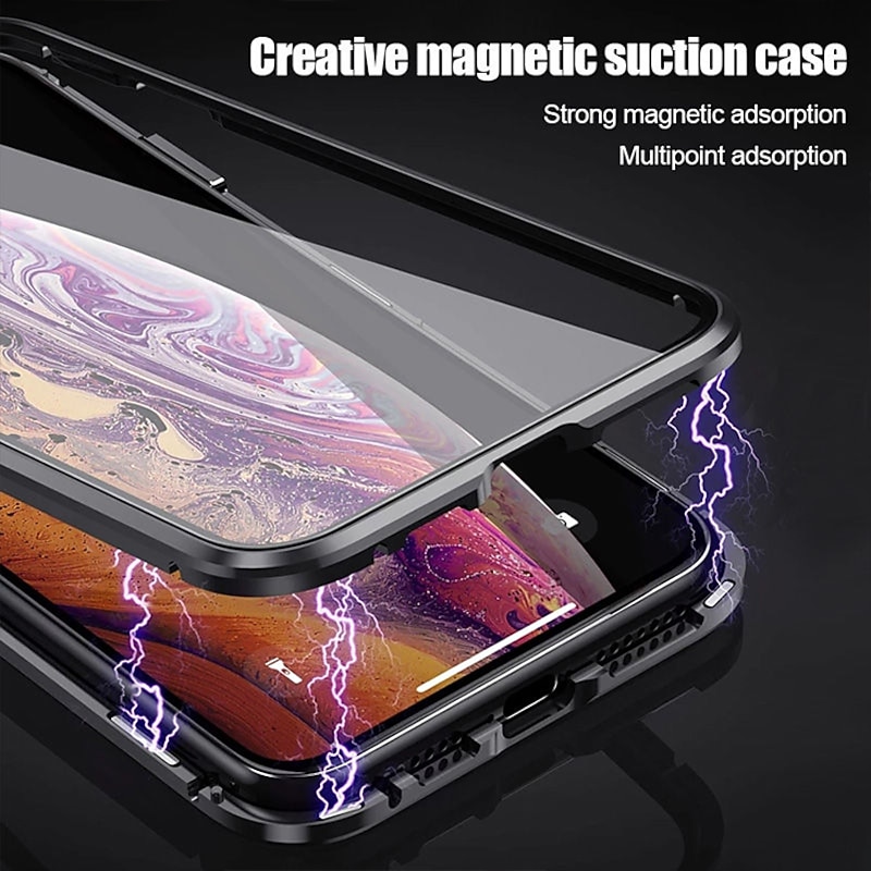 Phone Case For iPhone 17 Pro Max 17 Air 16 15 14 Pro Max Plus 13 12 11 Pro Max Mini Magnetic Adsorption Full Body Protective Double Sided Shockproof Tempered Glass Metal3