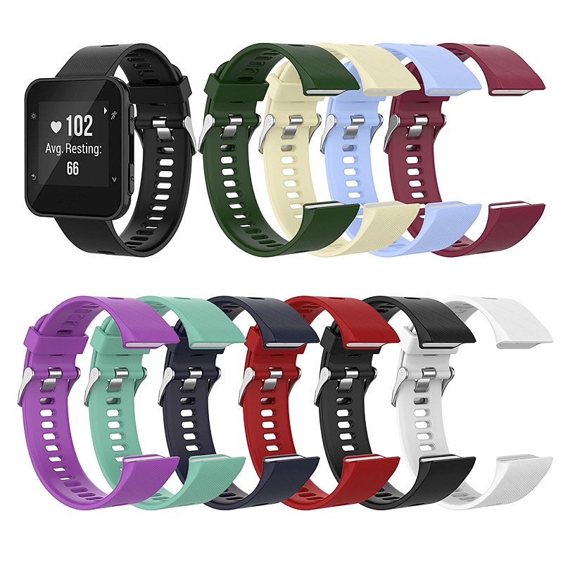 Watch Band for Garmin Forerunner 35/30, Approach S10 Silicone Replacement  Strap Breathable Sport Band Classic Buckle Wristband