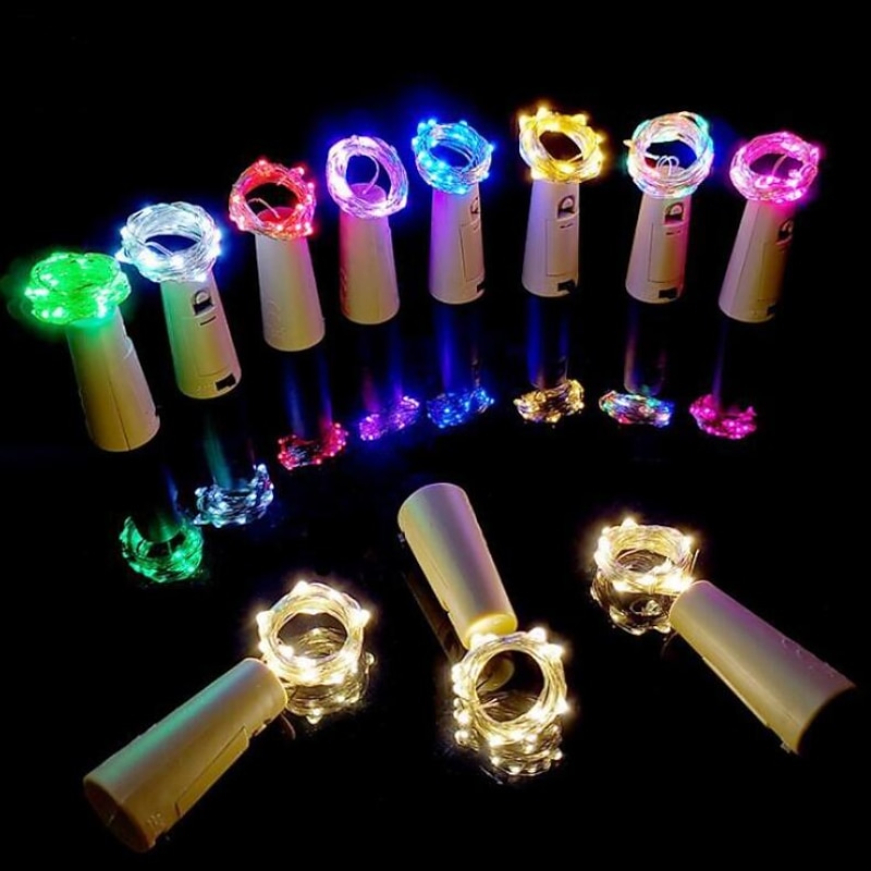 LED Bottle String Lights Cork Shaped Outdoor Wedding Decoration 2M LED Night Starry Light 30pcs 12pcs 10pcs Copper Wire Stopper Wine Bottle Lamp Wedding Party Christmas Decoration3