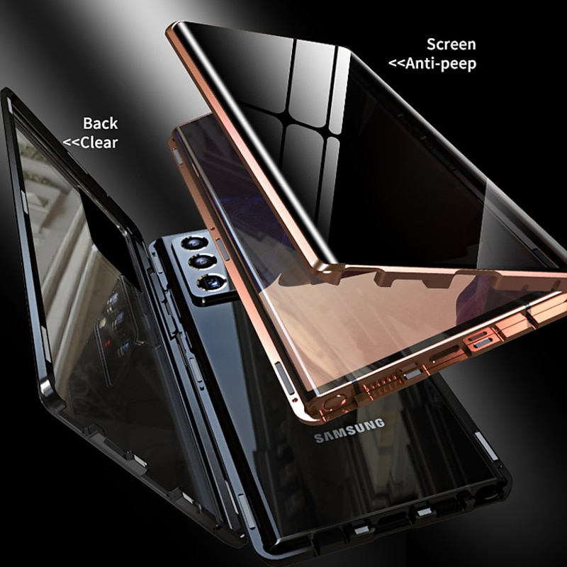 Phone Case For Samsung Galaxy S25 Edge S24 S23 S22 S21 Ultra Plus S20 Magnetic Adsorption Full Body Protective Anti peep Shockproof Transparent Privacy Tempered Glass2