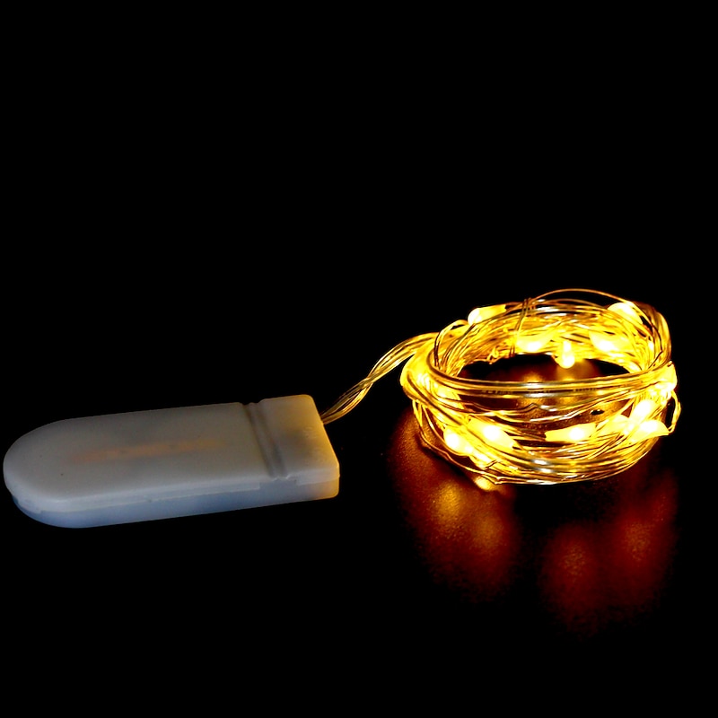 LED Fairy String Lights 2m 20LEDs Copper Wire Lights for Wedding Decoration Christmas Tree Wedding Party Gift Button Battery3