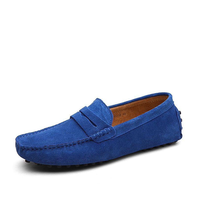Men's Blue Suede Loafers – Stylish Slip-On Driving Moccasins for Casual & Formal Wear