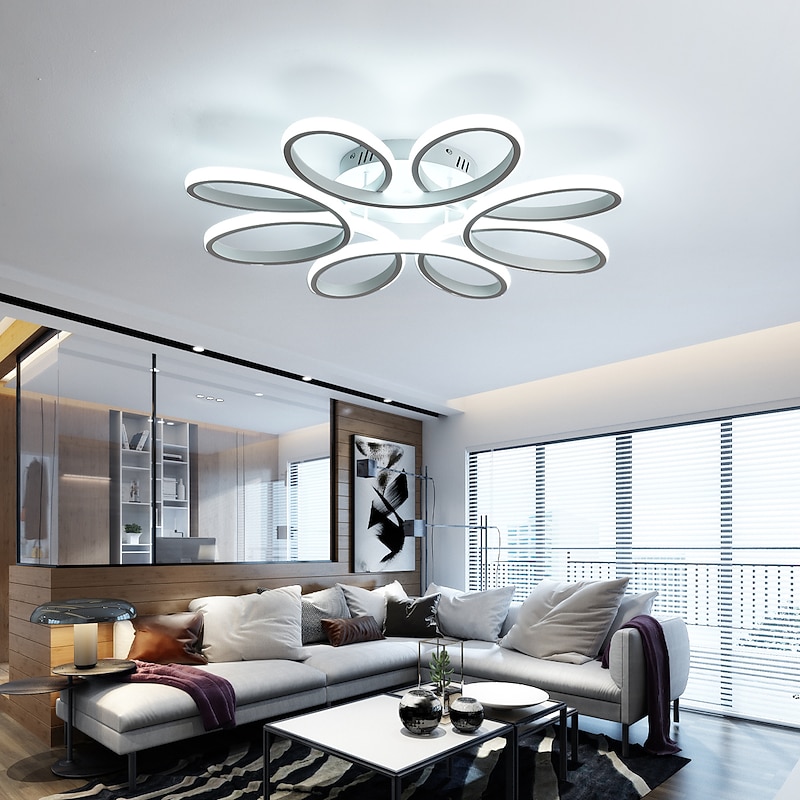 LED Ceiling Light 8 Heads 6 Heads Modern Flower Design Metal Silica Gel Linear Painted Finishes 65cm 110-120V 220-240V3