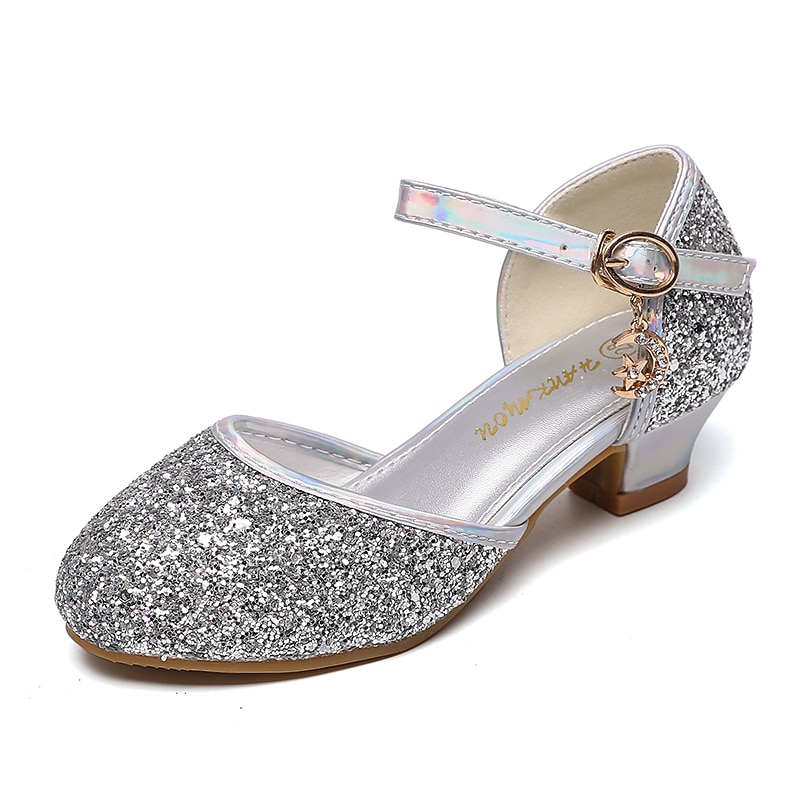 Girls' Heels Party Princess Shoes Glitters Rubber PU Little Kids(4-7ys) Big Kids(7years +) Daily Party & Evening Walking Shoes Rhinestone Buckle Sequin White Dusty Rose Blue Fall Spring4