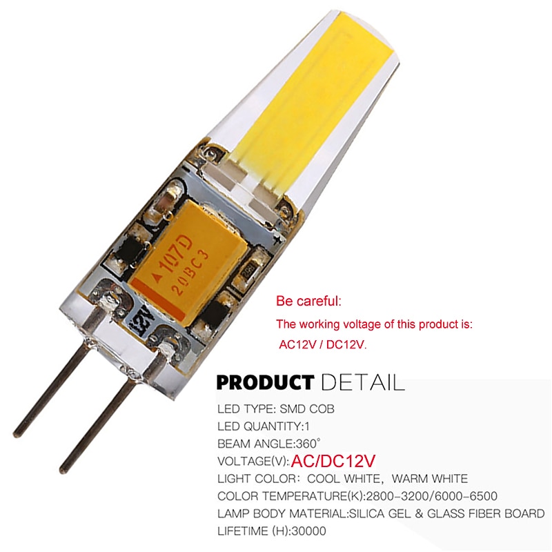 10pcs G4 T3 COB1505 4W 400lm LED Bi-pin Light Bulb for Cabinet Light Ceiling Lights RV Boats Outdoor Lighting 40W Halogen Equivalent Warm White Cold White AC/DC12~24V2