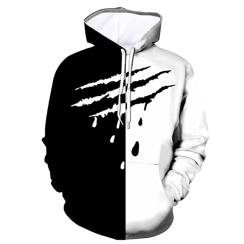 Men's Graphic Gothic Horror Hoodie Hoodies Sweatshirt Casual Long Sleeve Hooded Daily Going out Black Red Designer
