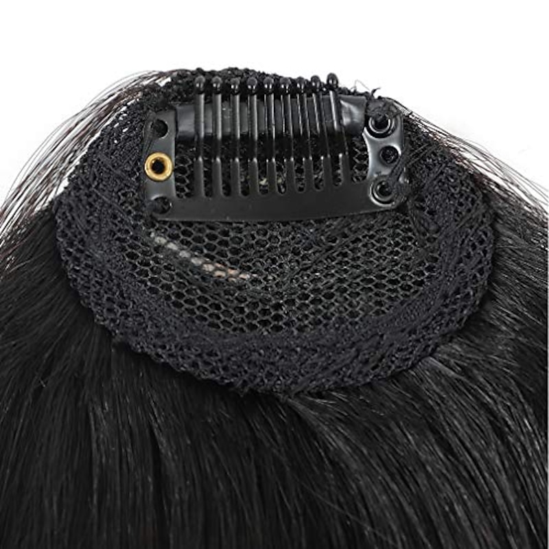 Clip in Bangs - 100% Human Hair Wispy Bangs Clip in Hair Extensions, Black Air Bangs Fringe with Temples Hairpieces for Women Curved Bangs for Daily Wear4