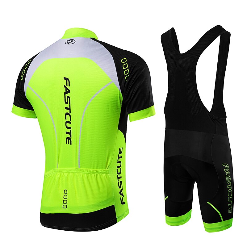 Men's Cycling Jersey with Bib Shorts Short Sleeve Mountain Bike MTB Road Bike Cycling Fall Yellow Light Green Red Bike Clothing Suit Breathable Quick Dry Back Pocket Lycra Sports Patterned Clothing3