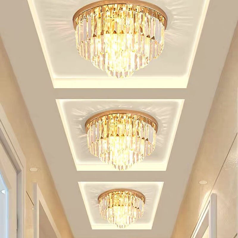 40 cm Flush Mount Ceiling Light Chandelier Luxury Gold Crystal Metal Modern 110-120V 220-240V2