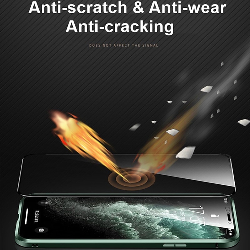 Phone Case For iPhone 17 Pro Max 17 Air 16 15 14 Pro Max Plus 13 12 11 Pro Max Mini Magnetic Adsorption Full Body Protective Double Sided Shockproof Tempered Glass Metal4