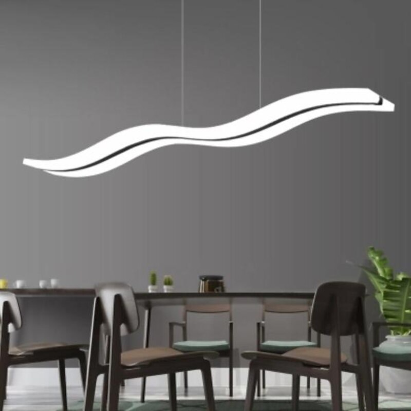 LED Pendant Light 97cm 36W Wave Shape Acrylic Modern Simple Fashion Hanging Light with Remote Control for Study Room Office Dinning Room Lighting Fixture3