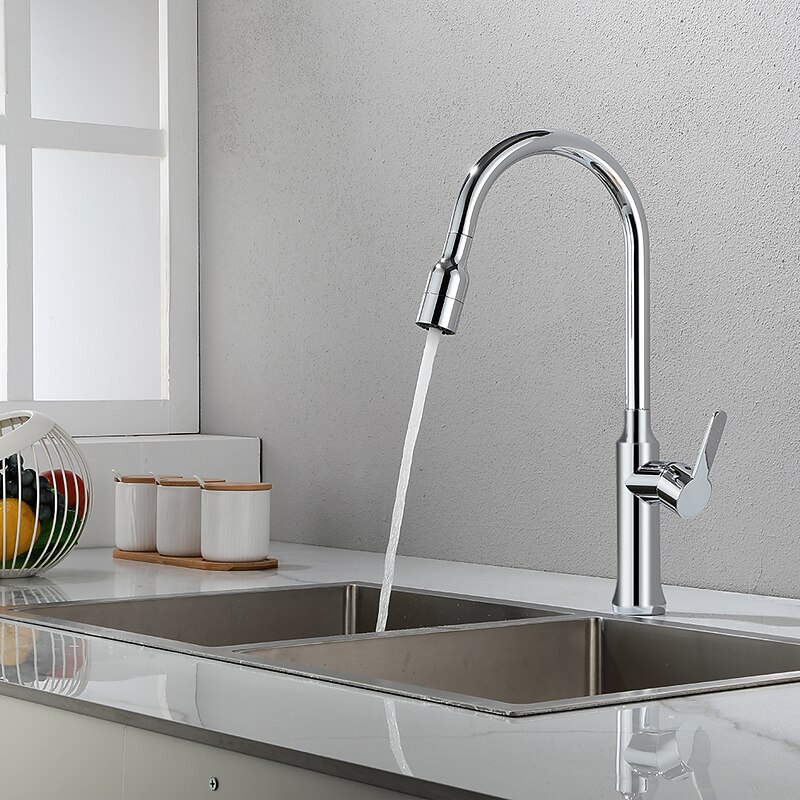 Kitchen Sink Mixer Faucet Tall with Pull Out Sprayer, 360 Swivel Single Handle High Arc Kitchen Taps Deck Mounted, One Hole Brass Kitchen Sink Faucet Water Vessel Taps3