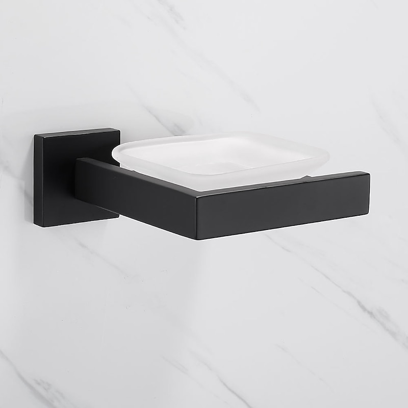 Soap Holder Stainless Steel and ABS with Glass Tray Wall Mounted Bathroom 1pc Painted Finishes, Chrome Electroplated and Brushed4