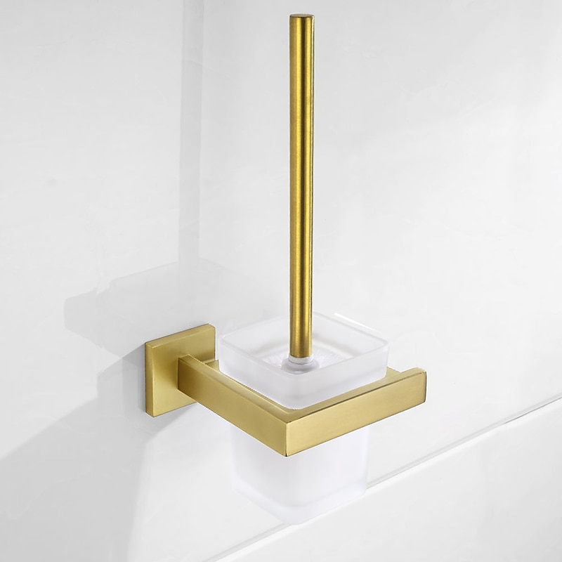 Toilet Brush Holder Modern Glasses 304 Stainless Steel Grade ABS Metal Bathroom Wall Mounted - 1pc4