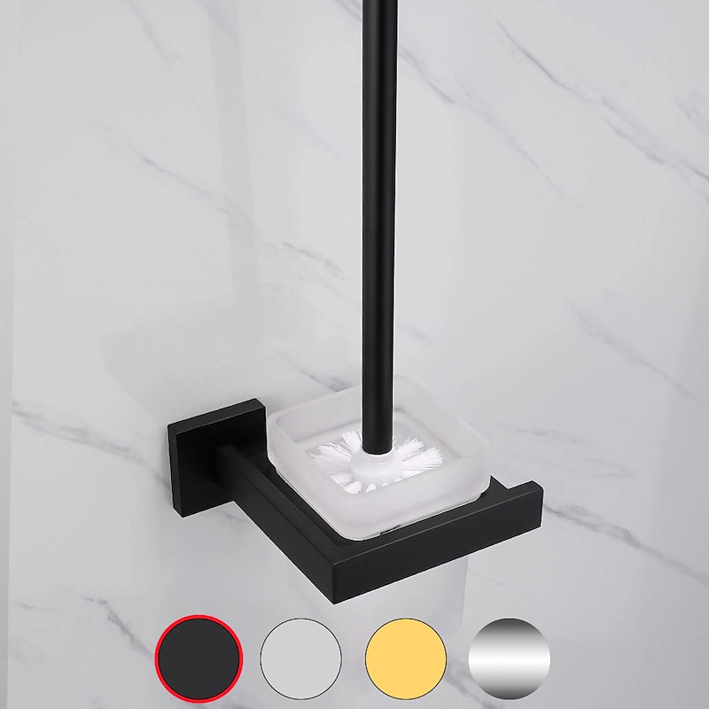 Toilet Brush Holder Modern Glasses 304 Stainless Steel Grade ABS Metal Bathroom Wall Mounted - 1pc2