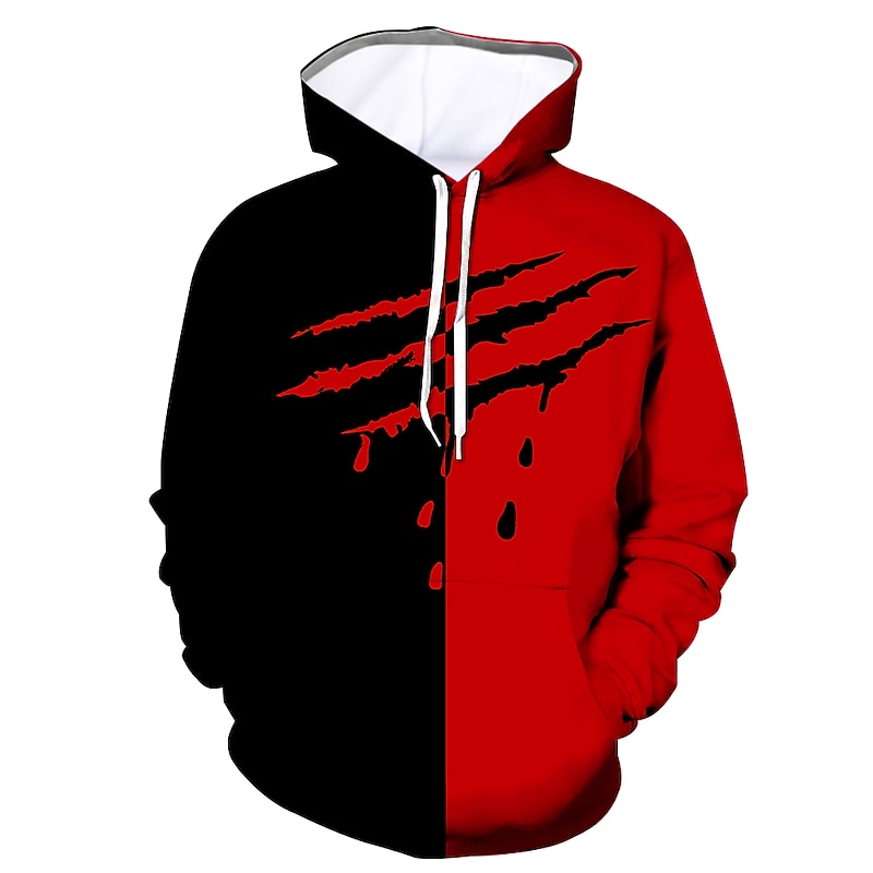 Men's Graphic Gothic Horror Hoodie Hoodies Sweatshirt Casual Long Sleeve Hooded Daily Going out Black Red Designer2