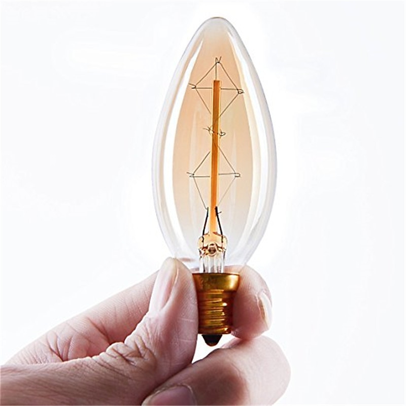 10pcs 6pcs 4pcs 40W Vintage Edison Light Bulbs Antique Incandescent Bulb E14 C35 Candle Pendant Light Warm Yellow 2200-2700k Retro Dimmable Decorative 220-240V4