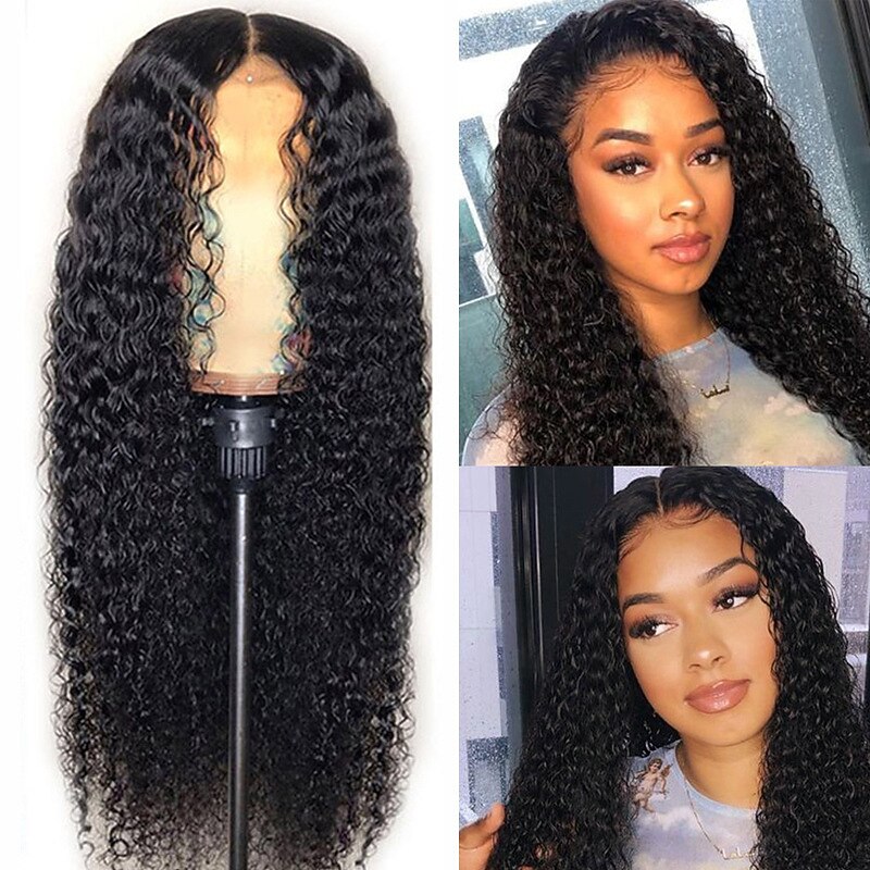 Water Wave Middle Part Wig Long Black Wigs Synthetic Hair Wigs Natural Color for Black Women