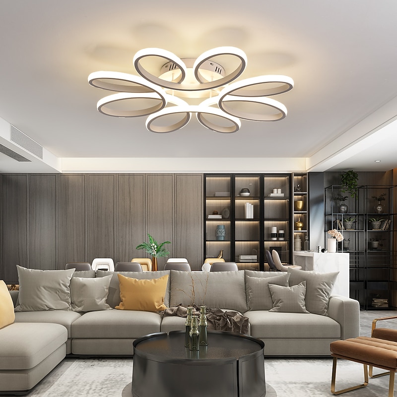 LED Ceiling Light 8 Heads 6 Heads Modern Flower Design Metal Silica Gel Linear Painted Finishes 65cm 110-120V 220-240V