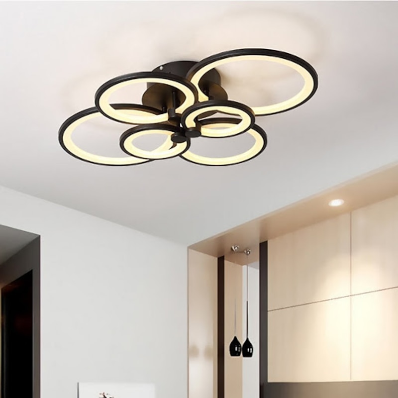 6-Light LED Dimmable Ceiling Light Flush Mount Lights Circle Design Modern Style Simplicity Acrylic 90W Living Room Dining Room Bedroom Light Fixture ONLY DIMMABLE WITH REMOTE CONTROL2