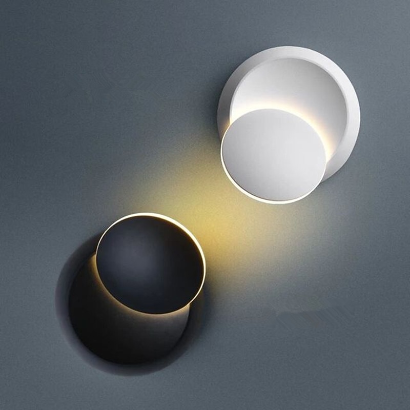 Lightinthebox Nordic Simple LED Wall Lamp Round Bedside Eclipse Wall Lamp 360 Rotation Black And White Decoration Living Room Background Wall Stair Lamp4
