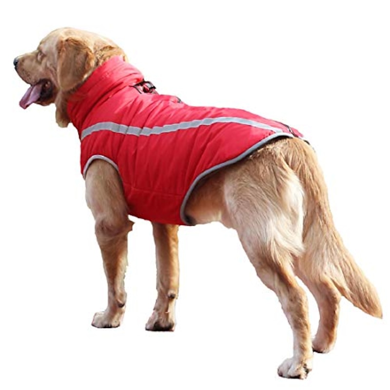 Warm Fleece Dog Winter Coat Waterproof Dog Jacket Apparel Reflective Dog Snowsuit For Medium Large Dogs