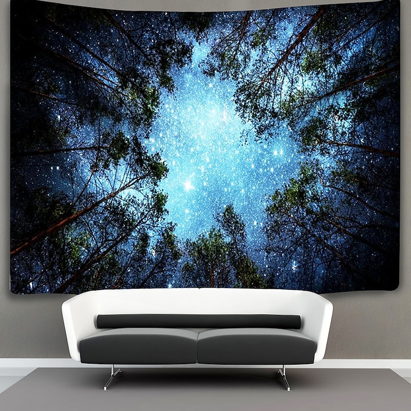 Large Wall Tapestry Art Decor Blanket Curtain Picnic Tablecloth Hanging Home Bedroom Living Room Dorm Decoration Polyester Tree Sky Star - Main Image