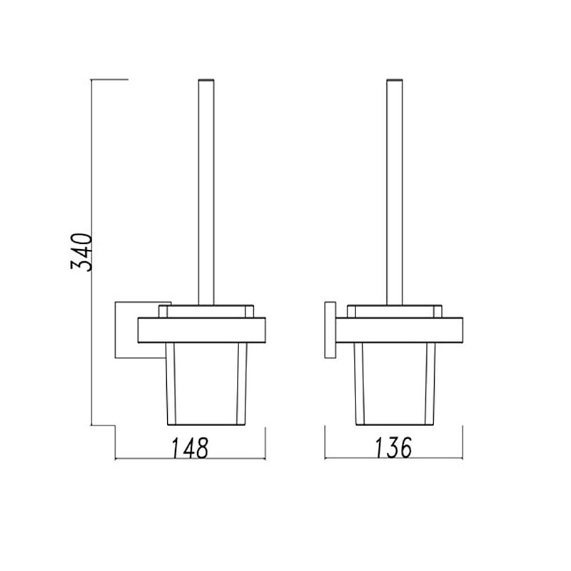 Toilet Brush Holder Modern Glasses 304 Stainless Steel Grade ABS Metal Bathroom Wall Mounted - 1pc3